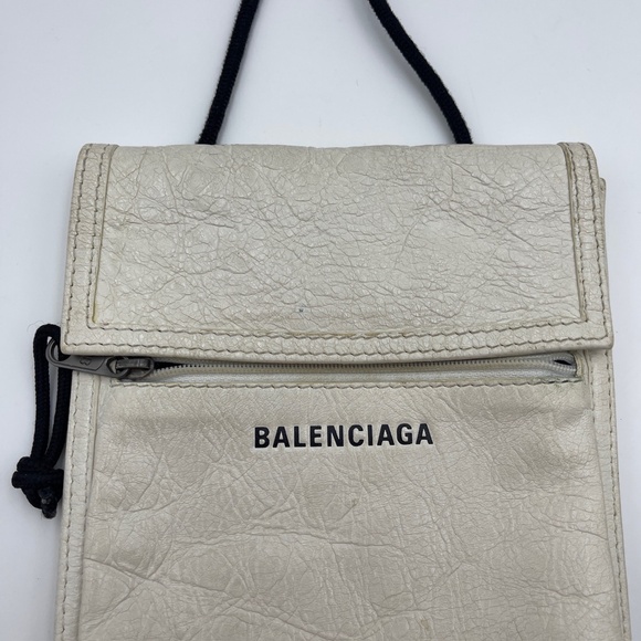 Balenciaga Agneau Arena small explorer crossbody bag pouch white leather - Picture 6 of 15